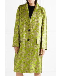 olivgrüner Mantel aus Brokat von Prada
