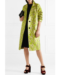 olivgrüner Mantel aus Brokat von Prada
