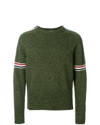 olivgrüner Mohair Pullover mit einem Rundhalsausschnitt