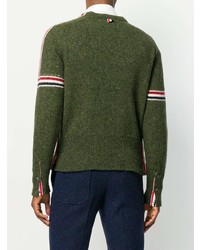 olivgrüner Mohair Pullover mit einem Rundhalsausschnitt von Thom Browne