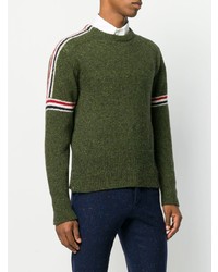 olivgrüner Mohair Pullover mit einem Rundhalsausschnitt von Thom Browne