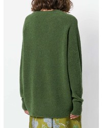 olivgrüner Oversize Pullover von Christian Wijnants