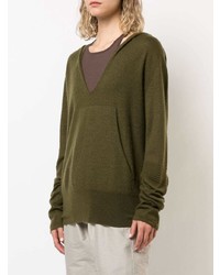 olivgrüner Oversize Pullover von Rick Owens