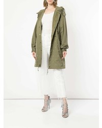 olivgrüner Parka mit Blumenmuster von Tu Es Mon Trésor