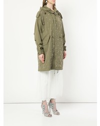 olivgrüner Parka mit Blumenmuster von Tu Es Mon Trésor