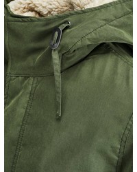 olivgrüner Parka mit einem Schwalbenschwanz von Jack & Jones