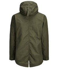 olivgrüner Parka mit einem Schwalbenschwanz von Jack & Jones