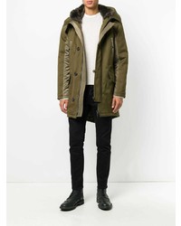 olivgrüner Parka von Yves Salomon