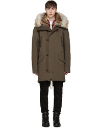 olivgrüner Parka von Yves Salomon