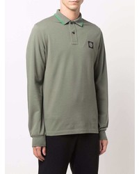 olivgrüner Polo Pullover von Stone Island