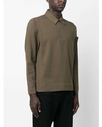 olivgrüner Polo Pullover von Stone Island