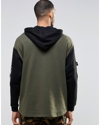 olivgrüner Pullover mit einem Kapuze von Asos