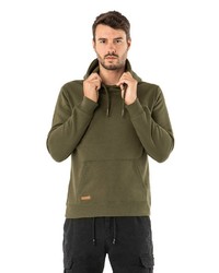 olivgrüner Pullover mit einem Kapuze von Eight2Nine