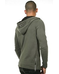 olivgrüner Pullover mit einem Kapuze von EX-PENT