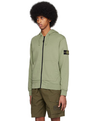 olivgrüner Pullover mit einem Kapuze von Stone Island