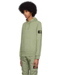 olivgrüner Pullover mit einem Kapuze von Stone Island