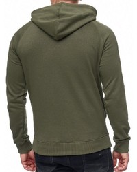 olivgrüner Pullover mit einem Kapuze von INDICODE