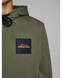 olivgrüner Pullover mit einem Kapuze von Jack & Jones