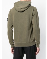 olivgrüner Pullover mit einem Kapuze von Stone Island