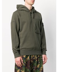 olivgrüner Pullover mit einem Kapuze von Stone Island Shadow Project