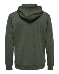 olivgrüner Pullover mit einem Kapuze von ONLY & SONS