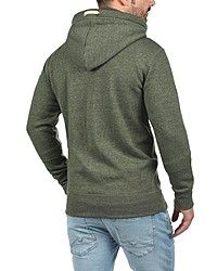 olivgrüner Pullover mit einem Kapuze von Solid