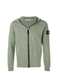 olivgrüner Pullover mit einem Kapuze von Stone Island