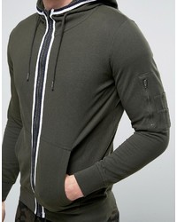 olivgrüner Pullover mit einem Kapuze von Brave Soul