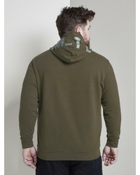 olivgrüner Pullover mit einem Kapuze von TOM TAILOR Men Plus