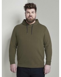 olivgrüner Pullover mit einem Kapuze von TOM TAILOR Men Plus