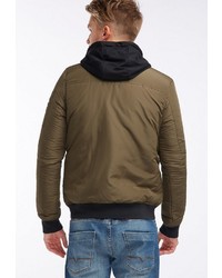 olivgrüner Pullover mit einem Kapuze von Tuffskull