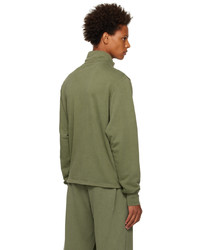 olivgrüner Pullover mit einem Reißverschluss am Kragen von Les Tien
