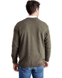 olivgrüner Pullover mit einem Reißverschluß von Classic