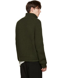 olivgrüner Pullover mit einem Reißverschluß von Haider Ackermann