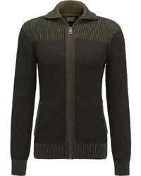 olivgrüner Pullover mit einem Reißverschluß von Petrol Industries