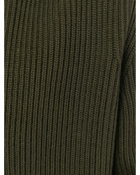 olivgrüner Pullover mit einem Reißverschluß von Maison Margiela