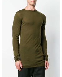 olivgrüner Pullover mit einem Rundhalsausschnitt von Rick Owens