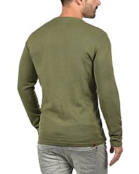 olivgrüner Pullover mit einem Rundhalsausschnitt von BLEND