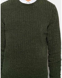 olivgrüner Pullover mit einem Rundhalsausschnitt von Asos