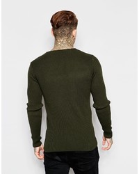 olivgrüner Pullover mit einem Rundhalsausschnitt von Asos