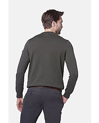 olivgrüner Pullover mit einem Rundhalsausschnitt von Bugatti