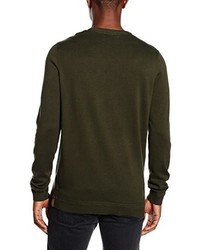 olivgrüner Pullover mit einem Rundhalsausschnitt von Calvin Klein