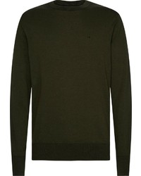 olivgrüner Pullover mit einem Rundhalsausschnitt von Calvin Klein