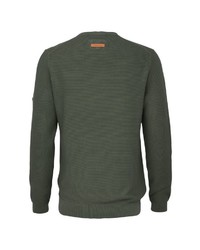 olivgrüner Pullover mit einem Rundhalsausschnitt von camel active