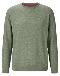 olivgrüner Pullover mit einem Rundhalsausschnitt von Charles Colby