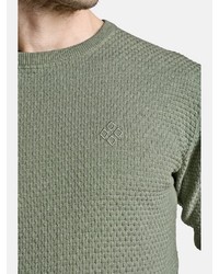 olivgrüner Pullover mit einem Rundhalsausschnitt von Charles Colby