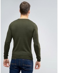 olivgrüner Pullover mit einem Rundhalsausschnitt von Asos