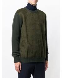 olivgrüner Pullover mit einem Rundhalsausschnitt von Roberto Collina