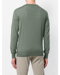 olivgrüner Pullover mit einem Rundhalsausschnitt von Eleventy