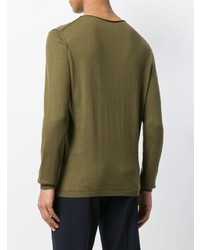 olivgrüner Pullover mit einem Rundhalsausschnitt von Obvious Basic